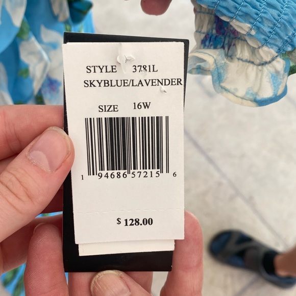 Taylor Plus Size V-Neck Long Sleeve A Line Maxi Dress - Sky Blue Lavender -16W - Picture 4 of 8